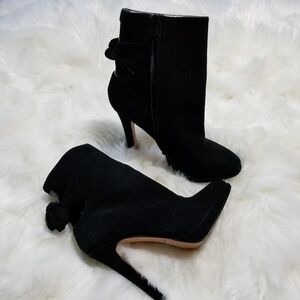 bebe High heel black suede ankle booties/boots